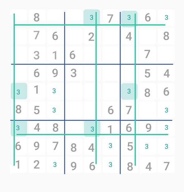 Sudoku Swordfish Technique Example